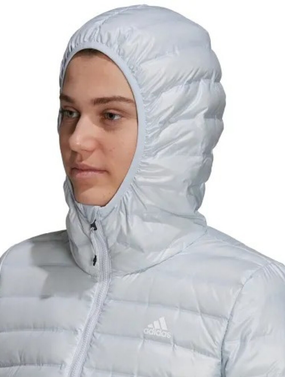 π 3/$15 π Adidas Women's Light Blue Hooded Varilite Down Jacket - Picture 15 of 16